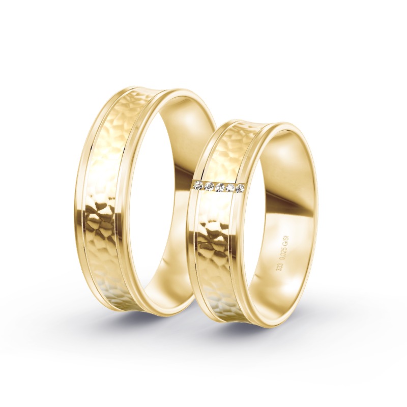 2 Eheringe / Partnerringe Gelbgold Modell 1960 Hurden