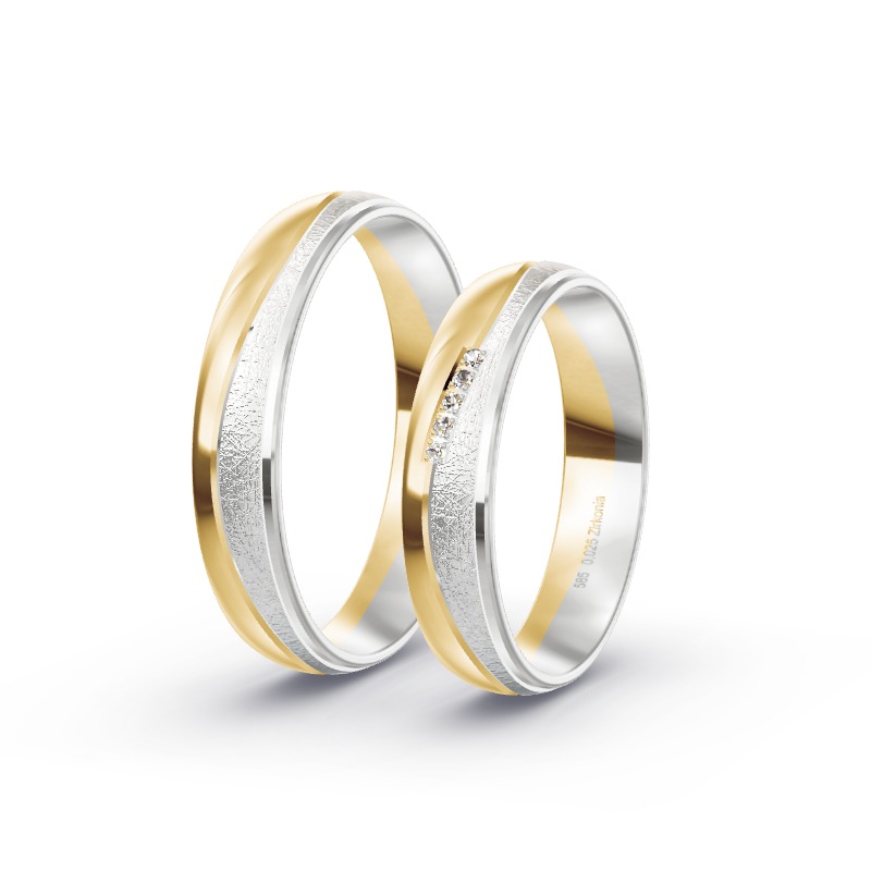2 Eheringe / Partnerringe 585 Gold BiColor - Modell 2336 Gnarrenburg