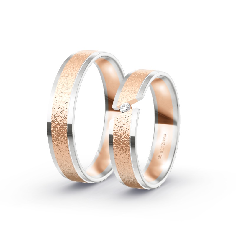 2 Eheringe / Partnerringe 585 Gold BiColor - Modell 2418 Bornheim