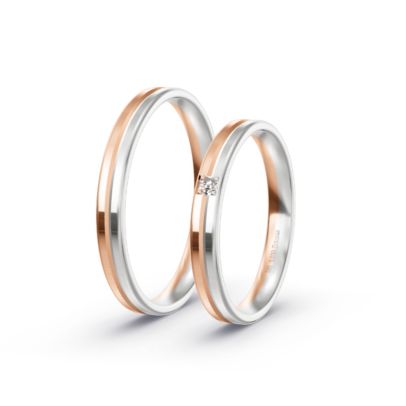 2 Eheringe / Partnerringe 585 Gold BiColor - Modell 2425 Pulheim