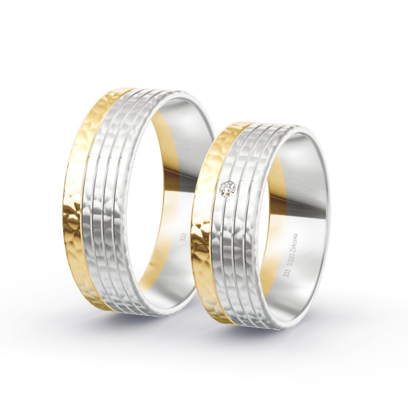 2 Trauringe / Eheringe BiColor - Modell 1551 Weimar