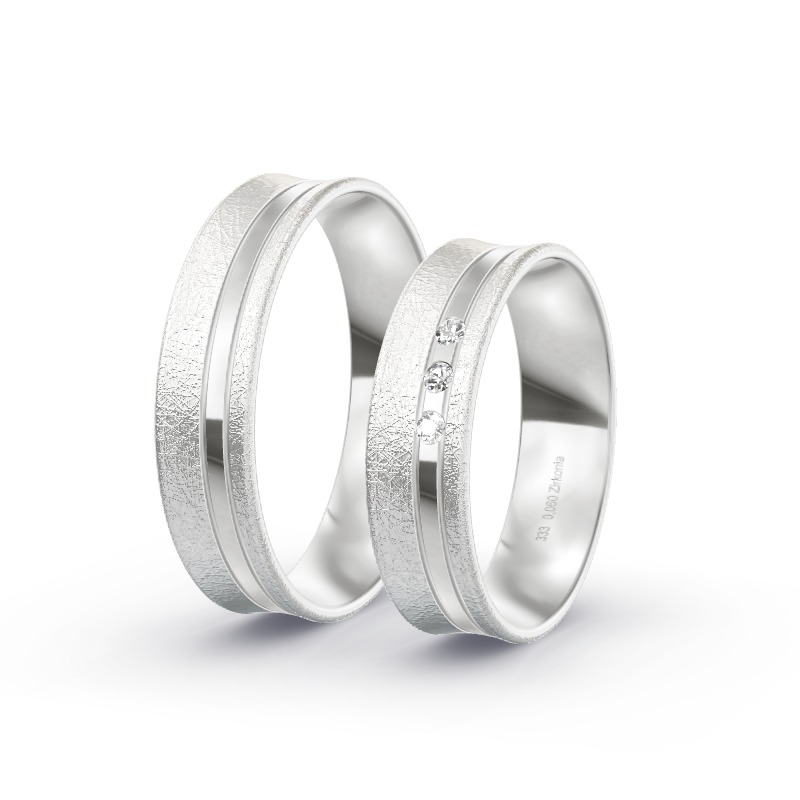 2 Eheringe / Partnerringe Weißgold - Modell 1712 Bitburg