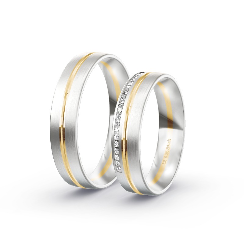 2 Trauringe / Eheringe BiColor - Modell 1434 Bayreuth