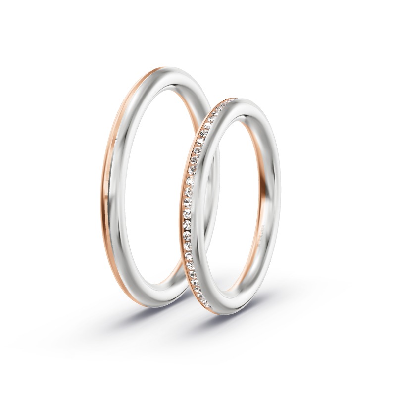 2 Eheringe / Partnerringe 585 Gold BiColor - Modell 2359 Eggolsheim