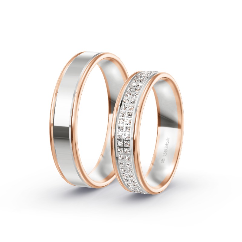 2 Eheringe / Partnerringe 585 Gold BiColor - Modell 2375 Schwabmünchen