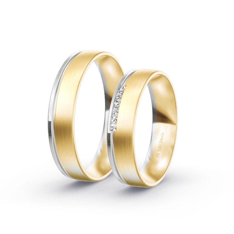 2 Eheringe / Partnerringe BiColor Modell 1802 Motten