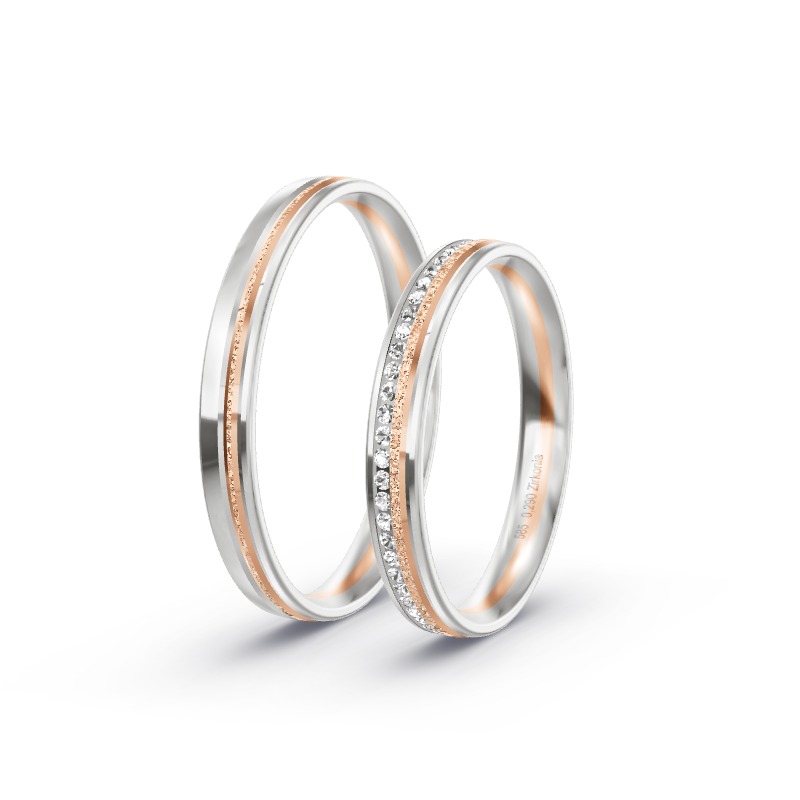 2 Eheringe / Partnerringe 585 Gold BiColor - Modell 2391 Mintraching