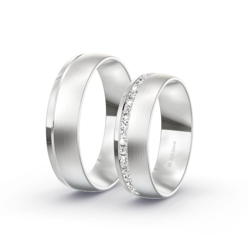 2 Eheringe / Partnerringe Weißgold Modell 1859 Fürstenau