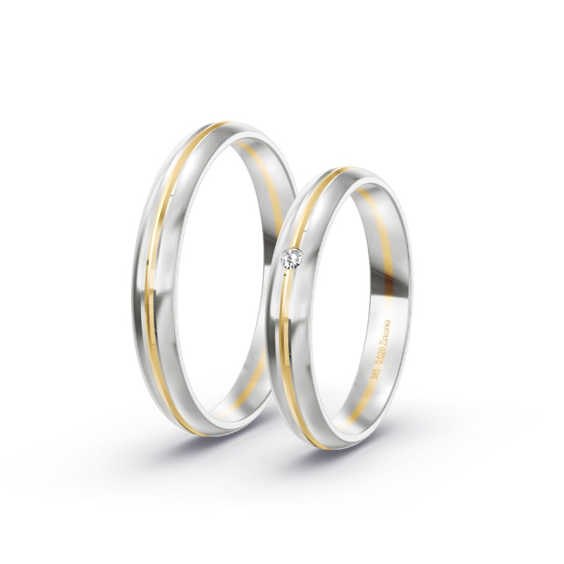 2 Eheringe / Partnerringe 585 Gold BiColor - Modell 2318 Freilassing