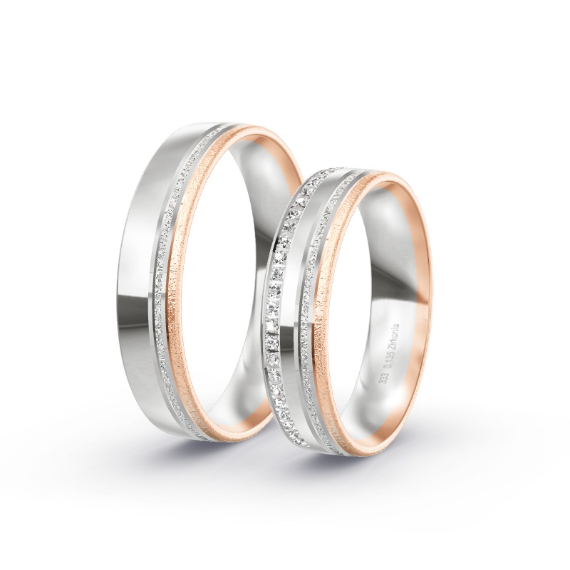 2 Eheringe / Partnerringe BiColor - Modell 2264 Seligenstadt