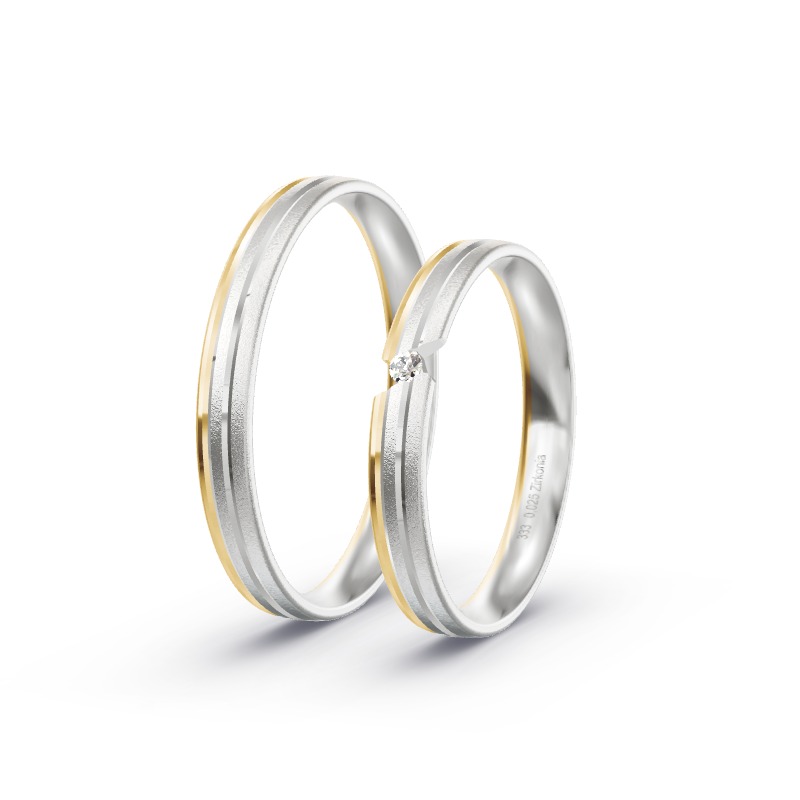 2 Eheringe / Partnerringe BiColor - Modell 2145 Forchheim