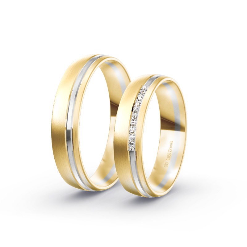 2 Eheringe / Partnerringe BiColor Modell 2000 Langau