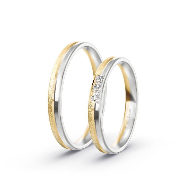 2 Eheringe / Partnerringe 585 Gold BiColor - Modell 2316 Aschau