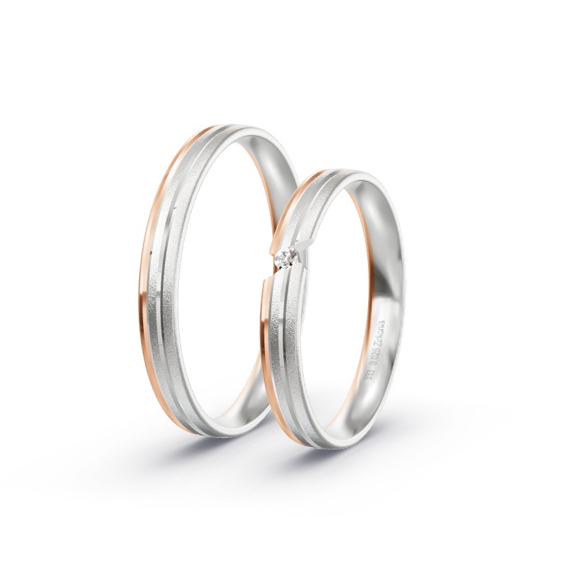 2 Eheringe / Partnerringe BiColor - Modell 2356 Weismain