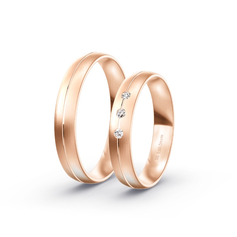 2 Eheringe / Partnerringe Roségold - Modell 1744 Miesbach