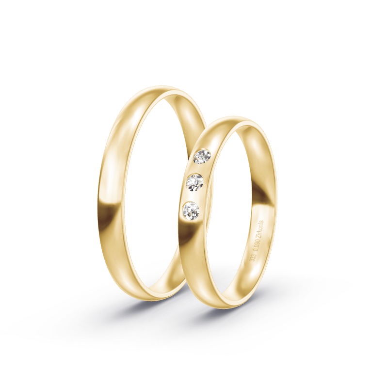 2 Eheringe / Partnerringe Gelbgold Modell 1853 Kleve