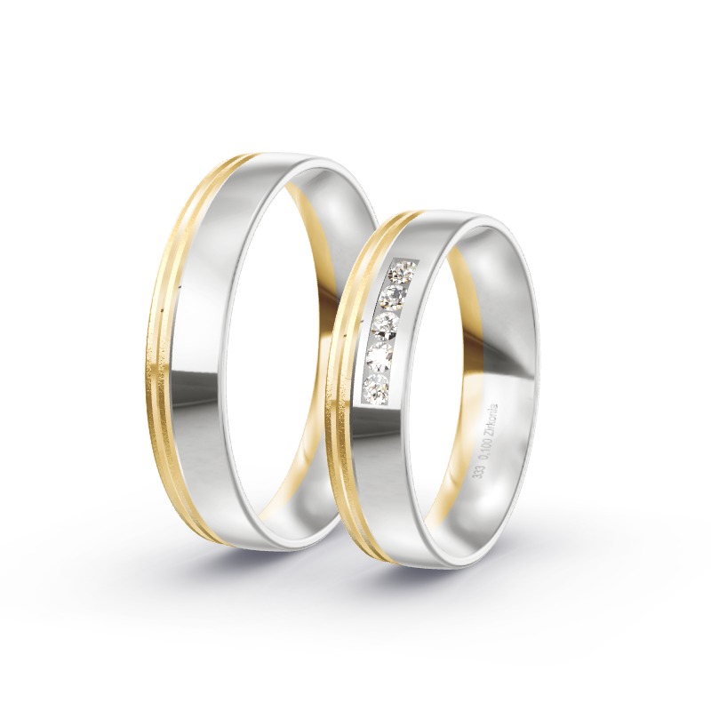 2 Eheringe / Partnerringe BiColor - Modell 2165 Friedrichstadt