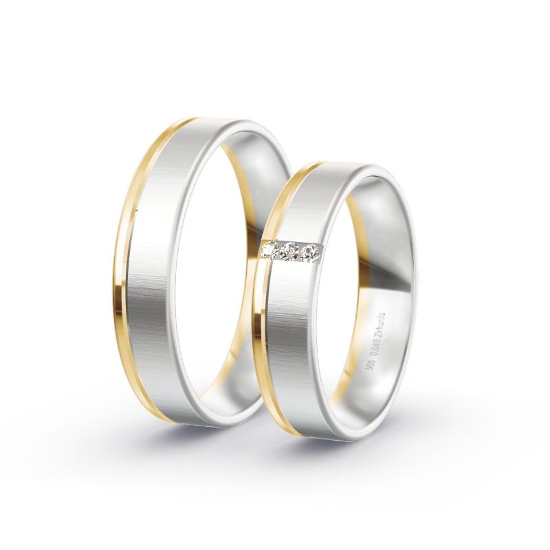 2 Eheringe / Partnerringe 585 Gold BiColor - Modell 2330 Petershagen