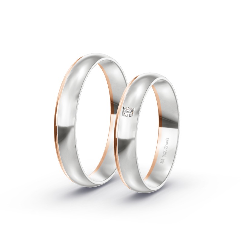 2 Eheringe / Partnerringe 585 Gold BiColor - Modell 2419 Erfstadt