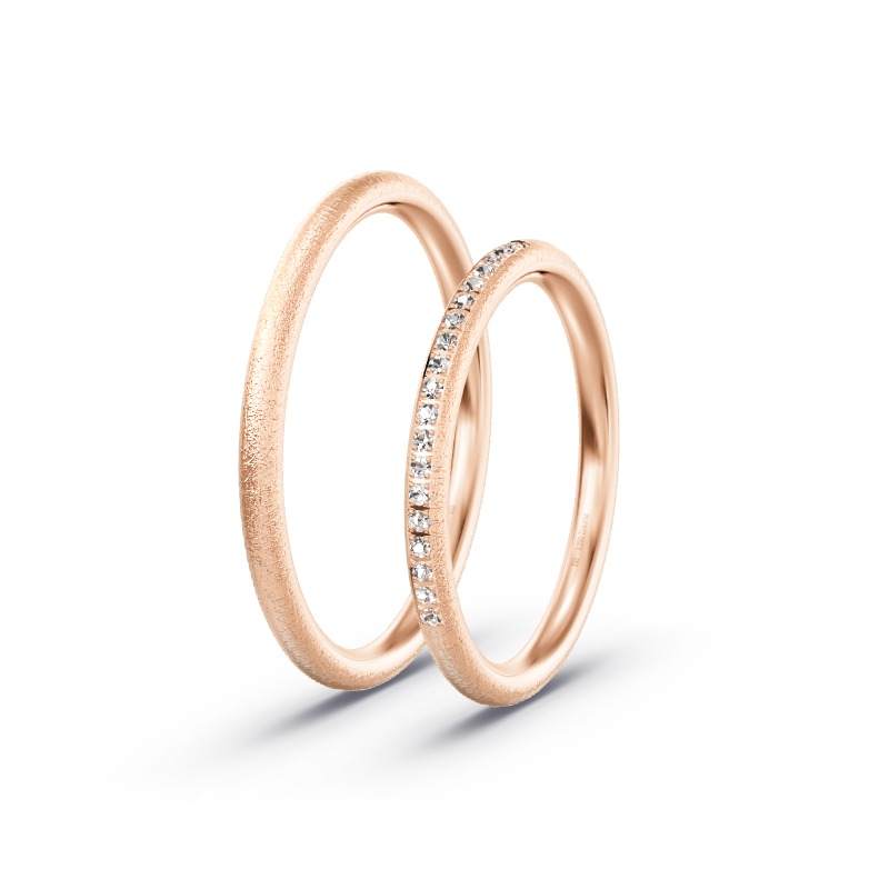 2 Eheringe / Partnerringe Roségold Modell 2529 Aschheim