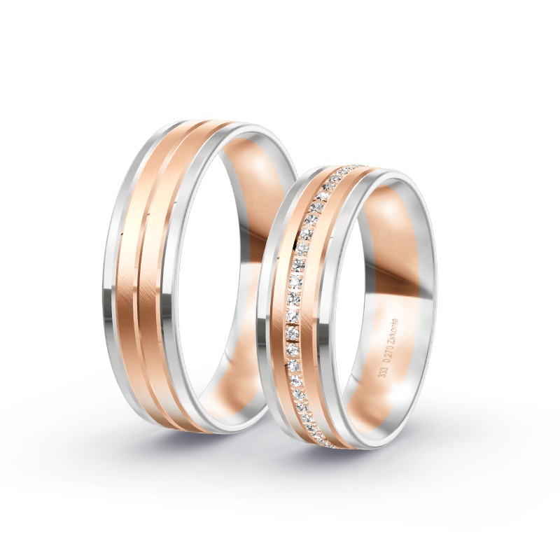 2 Eheringe / Partnerringe BiColor - Modell 2220 Gauting