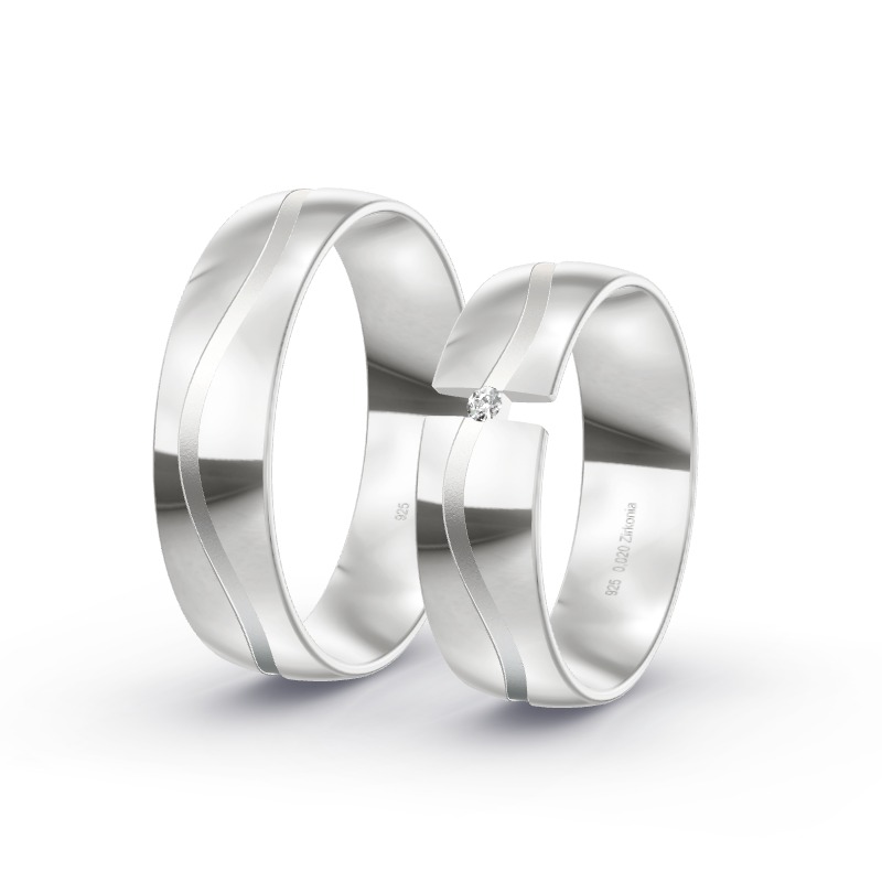 2 Trauringe / Eheringe 925 Silber - Modell SR-1514 Lüneburg