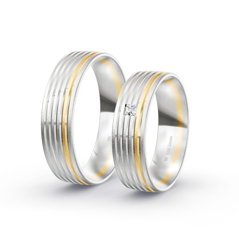 2 Eheringe 585 Gold BiColor - Modell 2301 Hammelburg