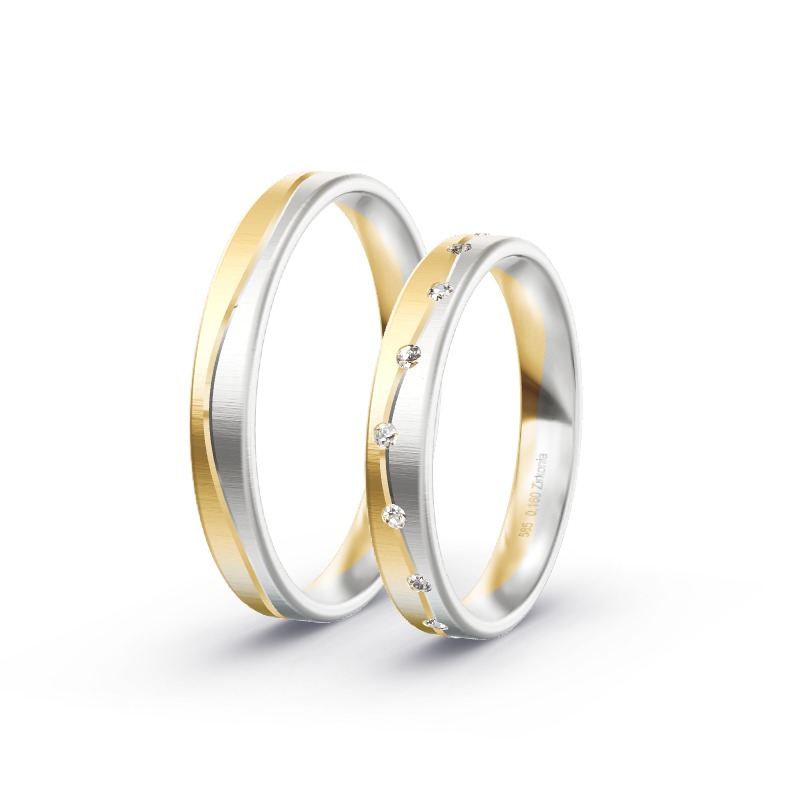 2 Eheringe / Partnerringe 585 Gold BiColor - Modell 2321 Pastetten