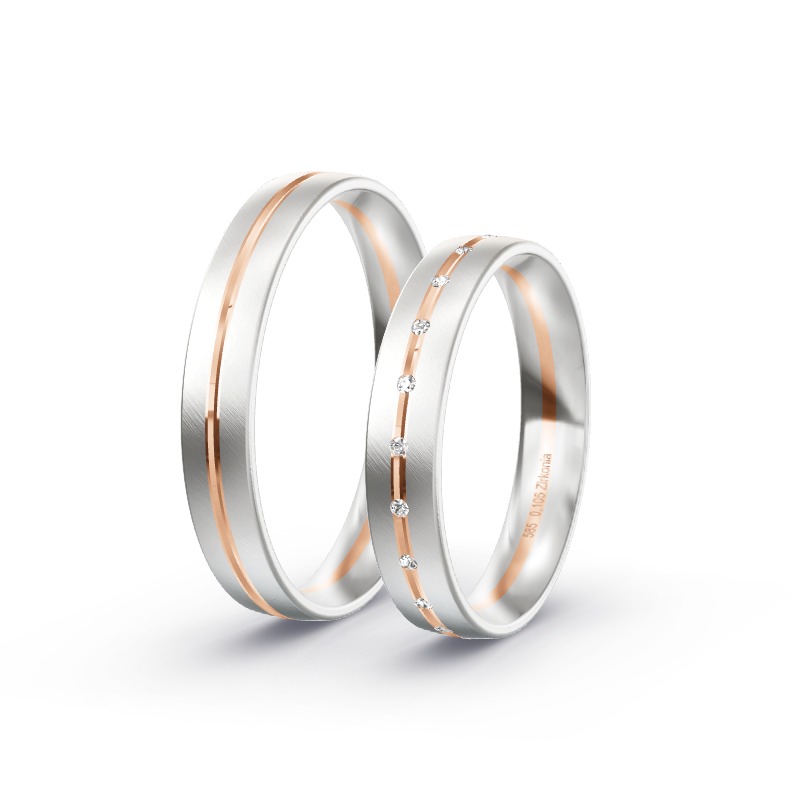 2 Eheringe / Partnerringe 585 Gold BiColor - Modell 2378 Halbergmoos