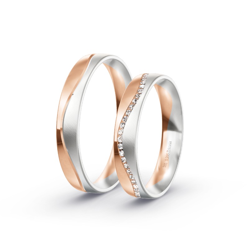 2 Eheringe / Partnerringe 585 Gold BiColor - Modell 2355 Ebensfeld