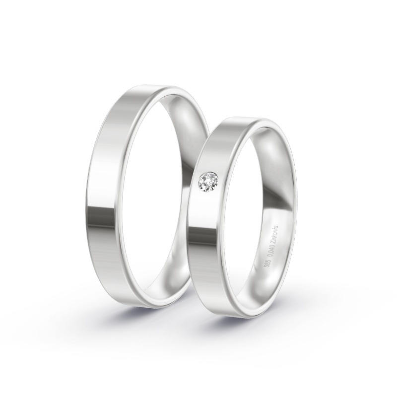 2 Eheringe / Partnerringe 585 Weißgold Modell 2554 Elsdorf