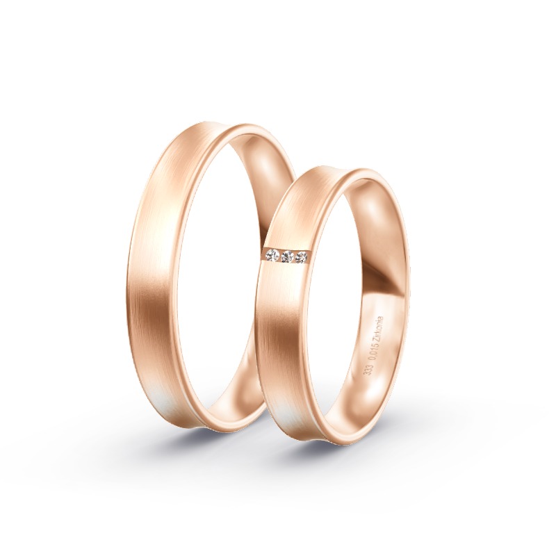 2 Trauringe / Eheringe Roségold - Modell 1672 Woert
