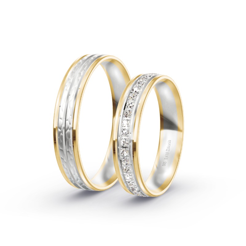 2 Eheringe / Partnerringe 585 Gold BiColor - Modell 2320 Hutthurm