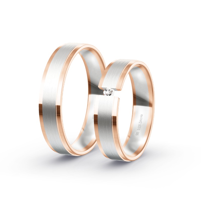 2 Eheringe / Partnerringe 585 Gold BiColor - Modell 2417 Rheinbach