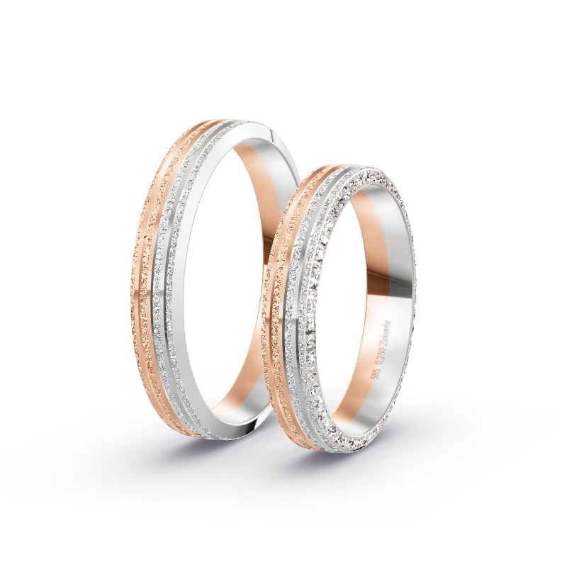 2 Eheringe / Partnerringe 585 Gold BiColor - Modell 2422 Remscheid