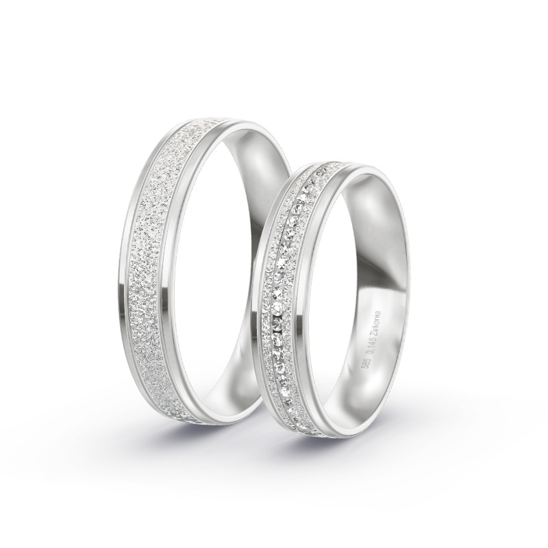 2 Eheringe / Partnerringe 585 Weißgold Modell 2549 Rheinhausen