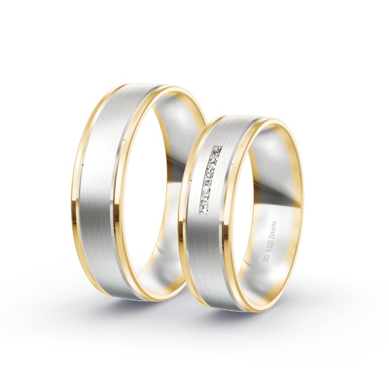 2 Trauringe / Eheringe BiColor - Modell 1467 Ulm