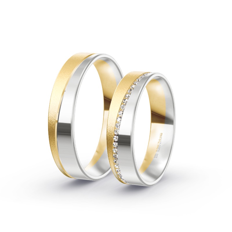 2 Trauringe / Eheringe BiColor - Modell 1513 Heide