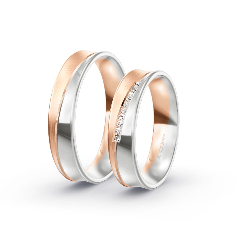 2 Eheringe / Partnerringe BiColor - Modell 2225 Rohrdorf