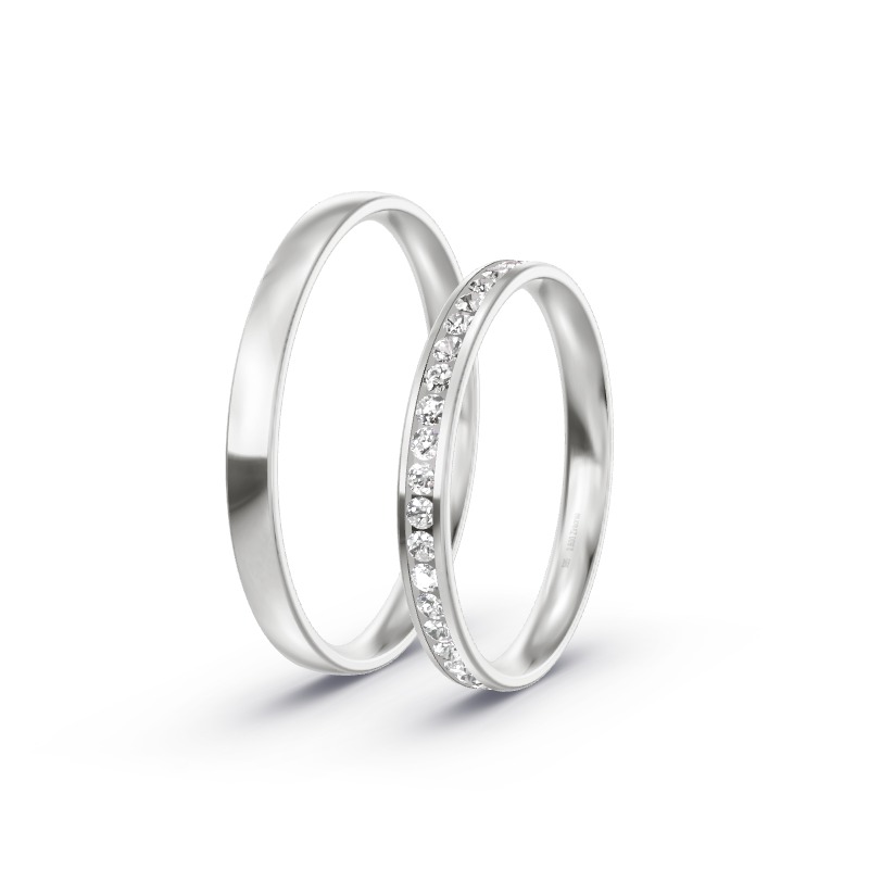 2 Eheringe / Partnerringe 585 Weißgold Modell 2573 Wedel