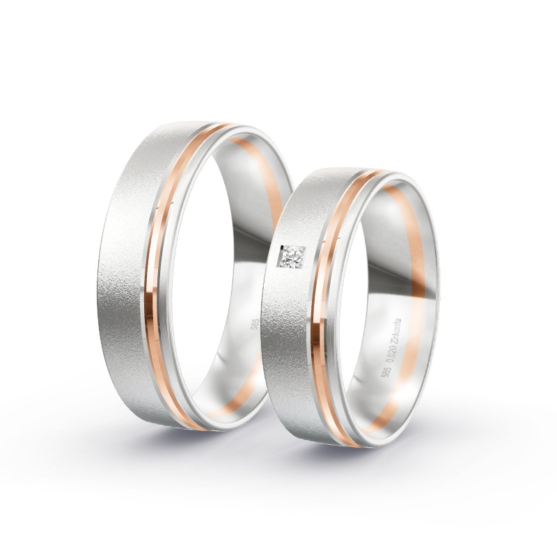 2 Eheringe / Partnerringe 585 Gold BiColor - Modell 2398 Ebermannsdorf