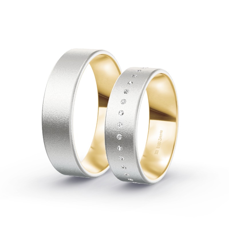 2 Trauringe / Eheringe BiColor - Modell 1542 Feuchtwangen