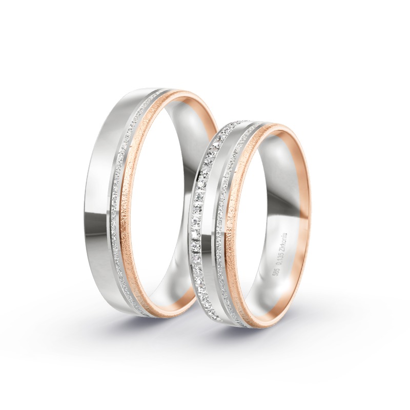 2 Eheringe / Partnerringe 585 Gold BiColor - Modell 2434 Telgte