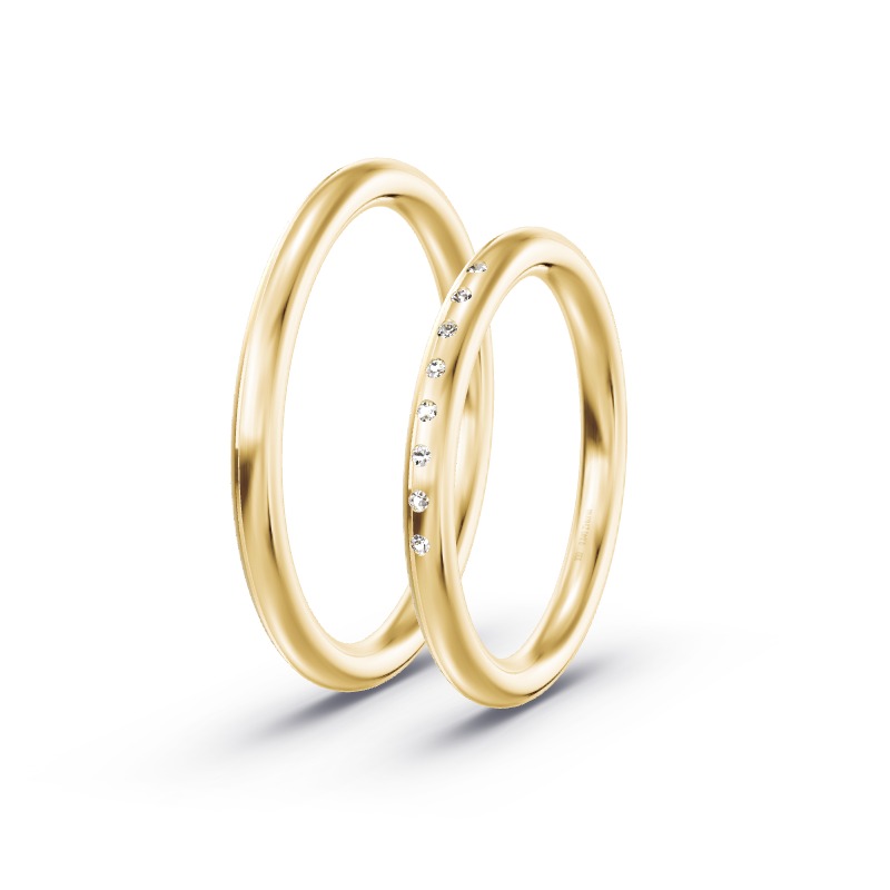 2 Trauringe / Eheringe Gelbgold - Modell 1566 Wurzen