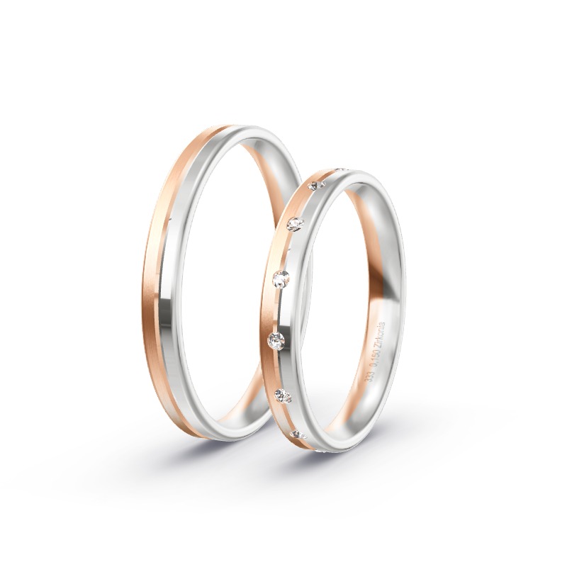 2 Eheringe / Partnerringe BiColor - Modell 2231 Viechtach