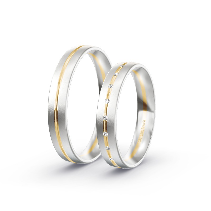2 Eheringe / Partnerringe BiColor - Modell 2167 Helmbrechts