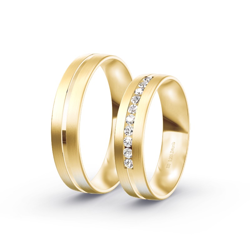 2 Eheringe / Partnerringe Gelbgold Modell 1880 Brunswick