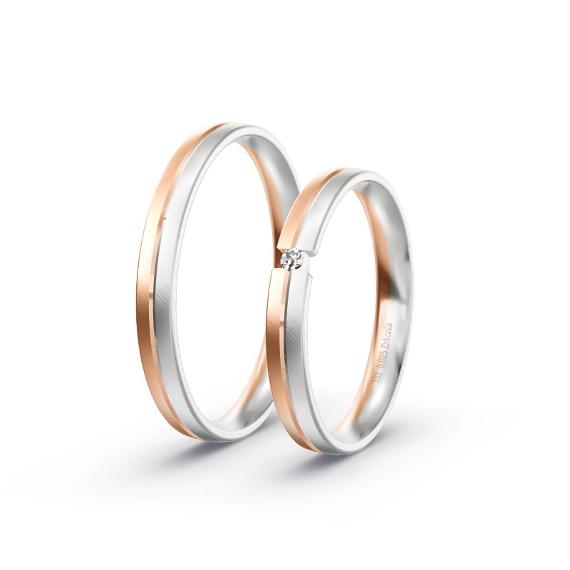 2 Eheringe / Partnerringe BiColor - Modell 2369 Oettingen