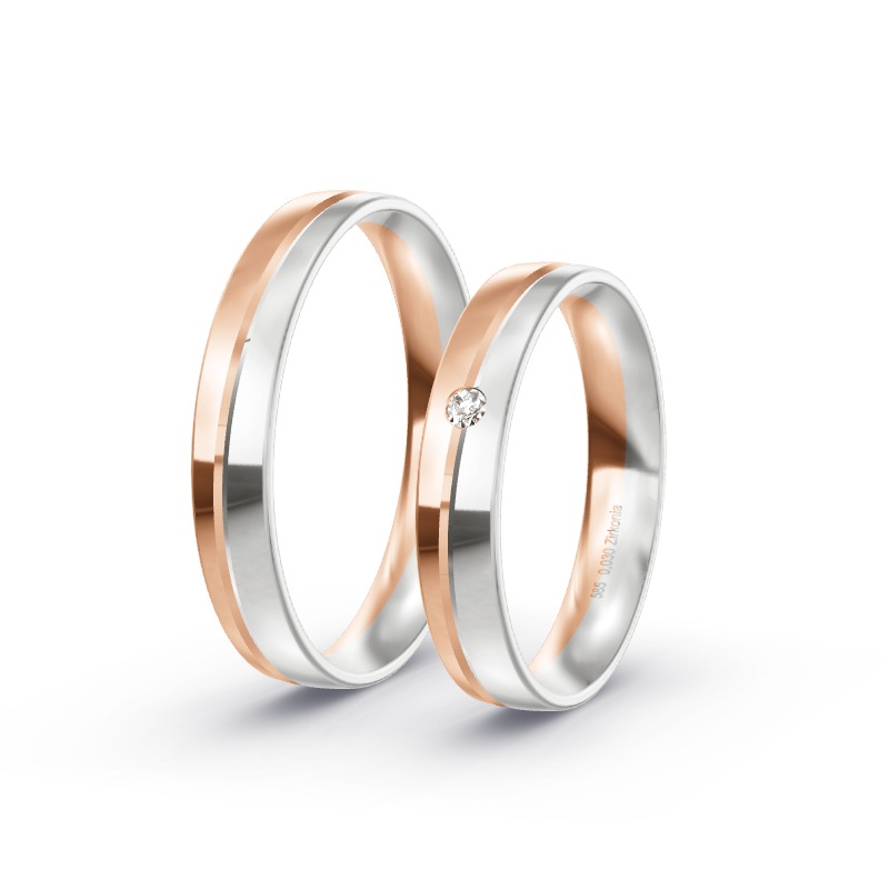 2 Eheringe / Partnerringe 585 Gold BiColor - Modell 2350 Schöningen