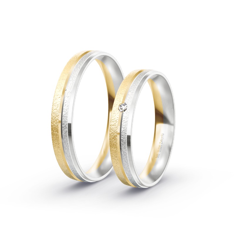 2 Eheringe / Partnerringe 585 Gold BiColor - Modell 2333 Wardenburg